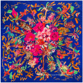 Hot selling 130x130cm square scarf flowers and birds digital print scarf imitation silk scarf